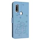 For Fujitsu Arrows We F-51B Embossed Kitten Phone Leather Case with Lanyard(Blue) - 3