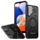For Samsung Galaxy A14 4G / 5G Shield Frame Holder MagSafe Phone Case(Black) - 1