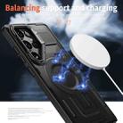 For Samsung Galaxy S24 FE 5G Shield Hollow Frame Holder MagSafe Phone Case(Black) - 3
