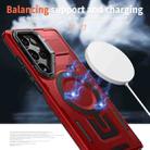 For Samsung Galaxy S24 FE 5G Shield Hollow Frame Holder MagSafe Phone Case(Red) - 3