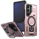 For Samsung Galaxy S24 FE 5G Shield Hollow Frame Holder MagSafe Phone Case(Rose Gold) - 1