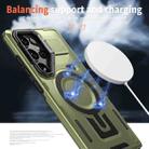 For Samsung Galaxy S24 Ultra 5G Shield Hollow Frame Holder MagSafe Phone Case(Olive Green) - 3