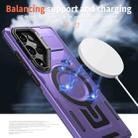 For Samsung Galaxy S24 Ultra 5G Shield Hollow Frame Holder MagSafe Phone Case(Purple) - 3