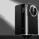 For Huawei Mate 70 Pro / 70 Pro+ Smart View Window Plain Leather Paint PC Phone Case(Black) - 1
