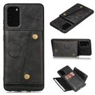 For Samsung Galaxy Note 20 Double Buckle PU + TPU Shockproof Magnetic Protective Case with Card Slot & Holder(Black) - 1