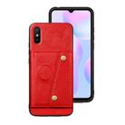 For Xiaomi Redmi 9A Double Buckle PU + TPU Shockproof Magnetic Protective Case with Card Slot & Holder(Red) - 2
