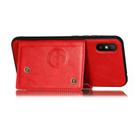 For Xiaomi Redmi 9A Double Buckle PU + TPU Shockproof Magnetic Protective Case with Card Slot & Holder(Red) - 3