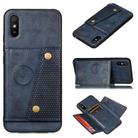 For Xiaomi Redmi 9A Double Buckle PU + TPU Shockproof Magnetic Protective Case with Card Slot & Holder(Blue) - 1
