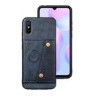 For Xiaomi Redmi 9A Double Buckle PU + TPU Shockproof Magnetic Protective Case with Card Slot & Holder(Blue) - 2