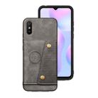 For Xiaomi Redmi 9A Double Buckle PU + TPU Shockproof Magnetic Protective Case with Card Slot & Holder(Grey) - 2