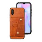 For Xiaomi Redmi 9A Double Buckle PU + TPU Shockproof Magnetic Protective Case with Card Slot & Holder(Brown) - 2