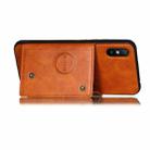 For Xiaomi Redmi 9A Double Buckle PU + TPU Shockproof Magnetic Protective Case with Card Slot & Holder(Brown) - 3