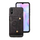 For Xiaomi Redmi 9A Double Buckle PU + TPU Shockproof Magnetic Protective Case with Card Slot & Holder(Black) - 2