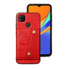 For Xiaomi Redmi 9C Double Buckle PU + TPU Shockproof Magnetic Protective Case with Card Slot & Holder(Red) - 2