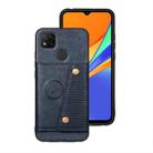 For Xiaomi Redmi 9C Double Buckle PU + TPU Shockproof Magnetic Protective Case with Card Slot & Holder(Blue) - 2