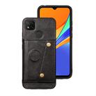 For Xiaomi Redmi 9C Double Buckle PU + TPU Shockproof Magnetic Protective Case with Card Slot & Holder(Black) - 2