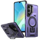For Samsung Galaxy A16 5G Shield Hollow Frame Holder MagSafe Phone Case(Purple) - 1