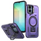For Samsung Galaxy A06 4G Shield Hollow Frame Holder MagSafe Phone Case(Purple) - 1