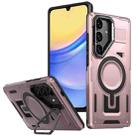 For Samsung Galaxy A15 Shield Hollow Frame Holder MagSafe Phone Case(Rose Gold) - 1