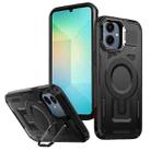 For Samsung Galaxy A05 Shield Hollow Frame Holder MagSafe Phone Case(Black) - 1