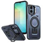For Samsung Galaxy A05 Shield Hollow Frame Holder MagSafe Phone Case(Navy Blue) - 1