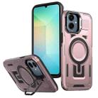 For Samsung Galaxy A05 Shield Hollow Frame Holder MagSafe Phone Case(Rose Gold) - 1