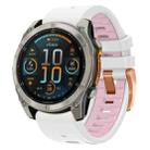 For Garmin Fenix 8 AMOLED 43mm Rose Gold Steel Buckle Quick Release Silicone Watch Band(White Pink) - 1