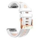 For Garmin Fenix 8 AMOLED 43mm Rose Gold Steel Buckle Quick Release Silicone Watch Band(White Khaki) - 3