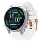 For Garmin Fenix 8 AMOLED 43mm Rose Gold Steel Buckle Quick Release Silicone Watch Band(White) - 1