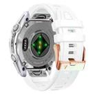 For Garmin Fenix 8 AMOLED 43mm Rose Gold Steel Buckle Quick Release Silicone Watch Band(White) - 2