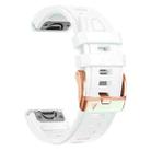 For Garmin Fenix 8 AMOLED 43mm Rose Gold Steel Buckle Quick Release Silicone Watch Band(White) - 3