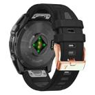 For Garmin Fenix 8 AMOLED 43mm Rose Gold Steel Buckle Quick Release Silicone Watch Band(Black Gray) - 2