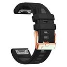 For Garmin Fenix 8 AMOLED 43mm Rose Gold Steel Buckle Quick Release Silicone Watch Band(Black Gray) - 3