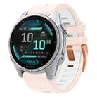 For Garmin Fenix 8 AMOLED 43mm Rose Gold Steel Buckle Quick Release Silicone Watch Band(Khaki White) - 1