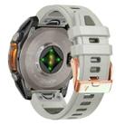 For Garmin Fenix 8 AMOLED 43mm Rose Gold Steel Buckle Quick Release Silicone Watch Band(Sand Gray) - 2