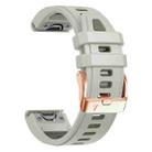 For Garmin Fenix 8 AMOLED 43mm Rose Gold Steel Buckle Quick Release Silicone Watch Band(Sand Gray) - 3