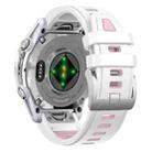For Garmin Fenix 8 AMOLED 43mm Silver Steel Buckle Quick Release Silicone Watch Band(White Pink) - 2