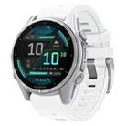 For Garmin Fenix 8 AMOLED 43mm Silver Steel Buckle Quick Release Silicone Watch Band(White) - 1