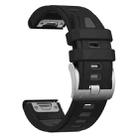 For Garmin Fenix 8 AMOLED 43mm Silver Steel Buckle Quick Release Silicone Watch Band(Black Gray) - 3