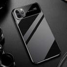 For iPhone 11 Pro Max Transparent Glass Electroplating Ultra-thin Shockproof Protective Case(Black) - 1