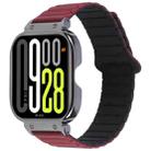 For Redmi Watch 5 / Watch 4 Metal Black Frame Integrated I-shaped Magnetic Silicone Watch Band(Wine Red Black) - 1