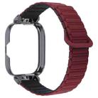 For Redmi Watch 5 / Watch 4 Metal Black Frame Integrated I-shaped Magnetic Silicone Watch Band(Wine Red Black) - 2