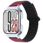 For Redmi Watch 5 / Watch 4 Metal Silver Frame Integrated I-shaped Magnetic Silicone Watch Band(Wine Red Black) - 1