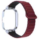 For Redmi Watch 5 / Watch 4 Metal Silver Frame Integrated I-shaped Magnetic Silicone Watch Band(Wine Red Black) - 2