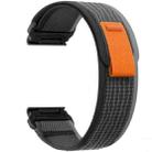 For Garmin 22mm Loop Nylon Hook and Loop Fastener Quick Release Watch Band(Black Grey) - 3