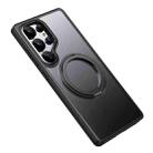 For Samsung Galaxy S25 Ultra 5G Frosted 360 Degree MagSafe Magnetic Holder Phone Case(Black) - 2