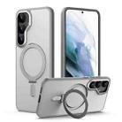 For Samsung Galaxy S25+ 5G MagSafe Airbag Shockproof Frosted Phone Case with Fold Holder(Grey) - 1