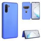 For Samsung Galaxy Note10 Carbon Fiber Texture Horizontal Flip TPU + PC + PU Leather Case with Card Slot(Blue) - 1