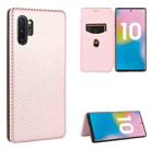 For Samsung Galaxy Note10 Plus Carbon Fiber Texture Horizontal Flip TPU + PC + PU Leather Case with Card Slot(Pink) - 1