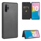 For Samsung Galaxy Note10 Plus Carbon Fiber Texture Horizontal Flip TPU + PC + PU Leather Case with Card Slot(Black) - 1